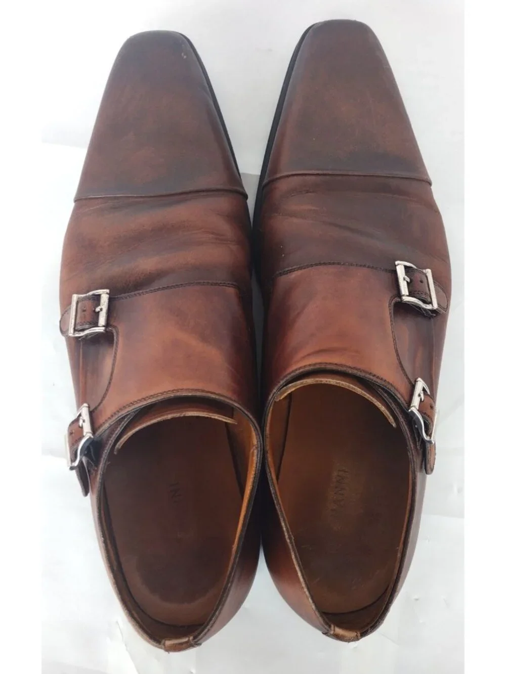 Magnanni Double Monk Strap Leather Dress Shoe Cognac Size 10  M